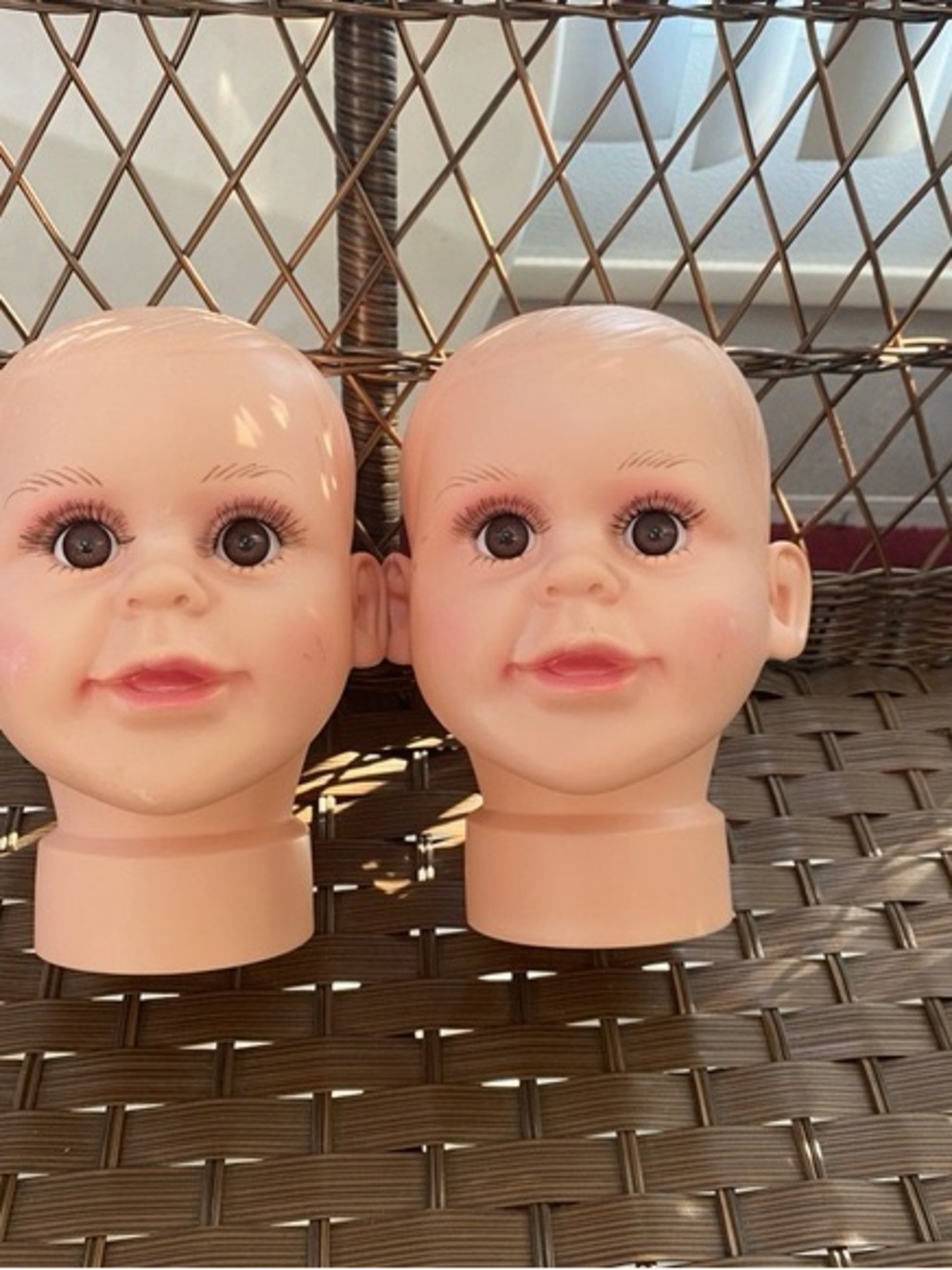 Flesh-Tone Mannequin heads for display of hats, scarves - Pair in Light Flesh